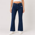 Women's Greenish Flared Denim Jeans-1