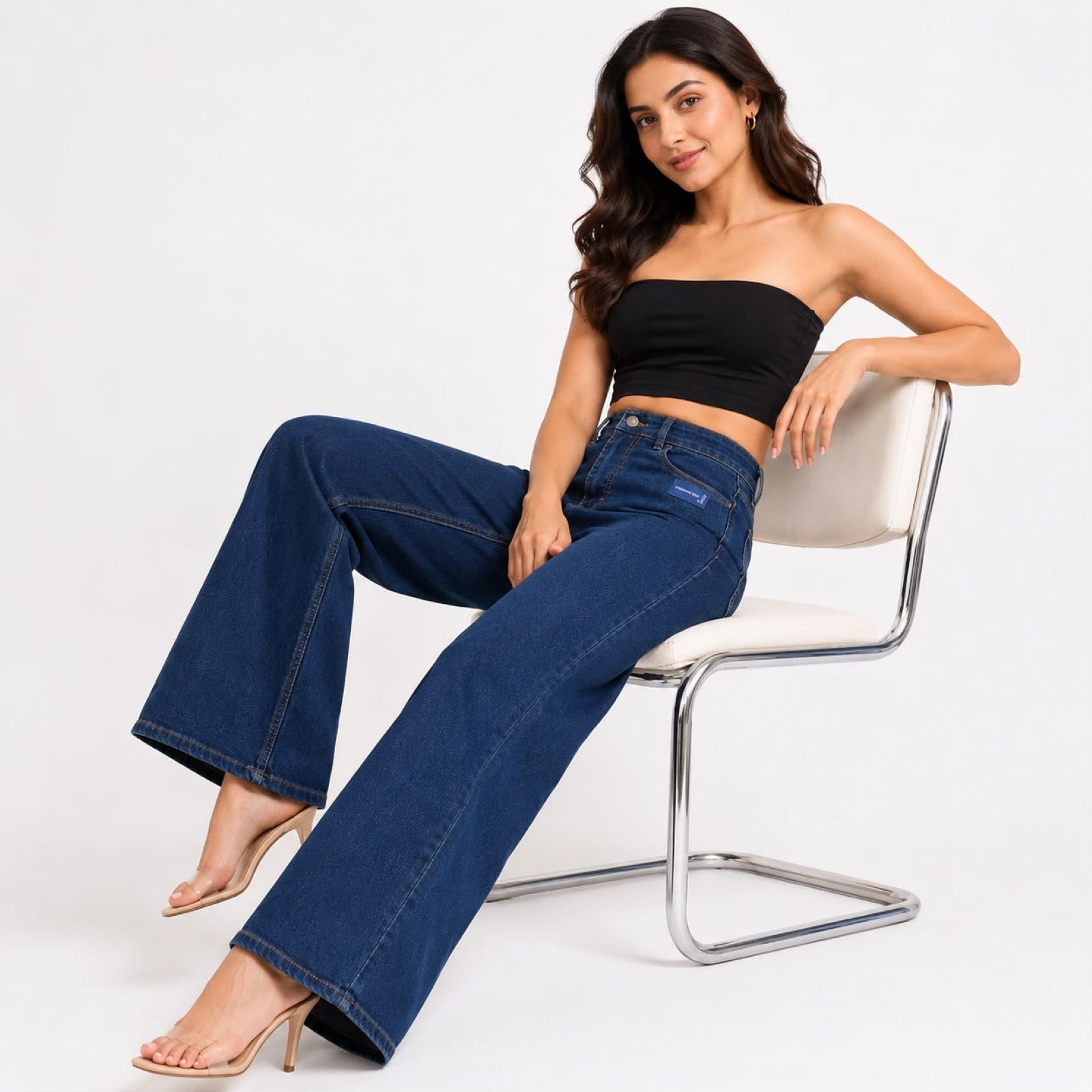 Women's Blue High Waist Wide Leg Jeans | Stylish Relaxed Fit Denim Pants for Casual Everyday Fashion-2