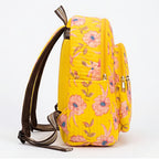 Women's Yellow Floral Printed Quilted Backpack-3