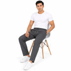 Men's Green Pinstripe Elastic Waist Straight Fit Casual Pants-2