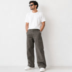 Men's Dark Grey Utility Cargo Straight Fit Pants-4