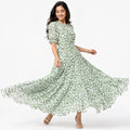 Women's Elegant Printed Fit & Flare Maxi Dress-1