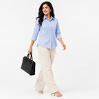 Women's Sky Blue Formal Full Sleeve Shirt-3