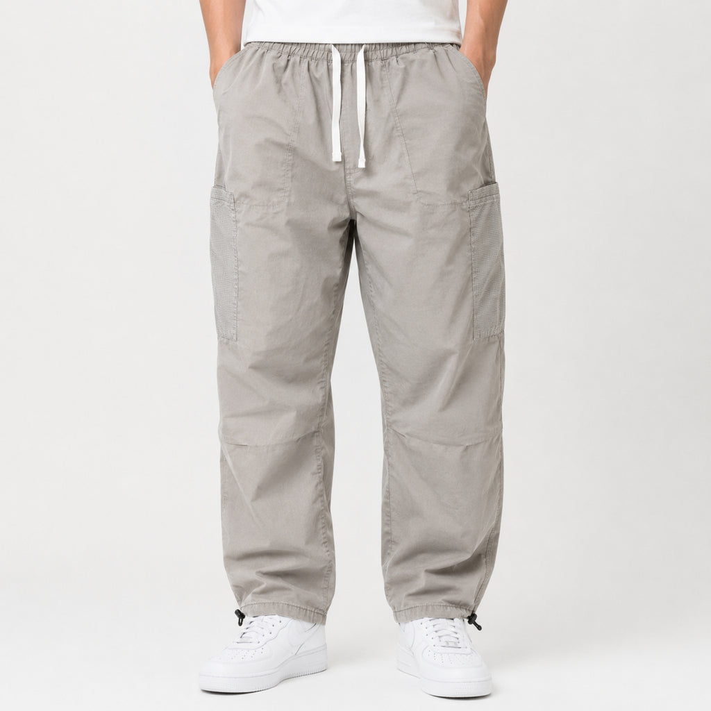 Men's Light Grey Relaxed Fit Cargo Lounge Pants-4