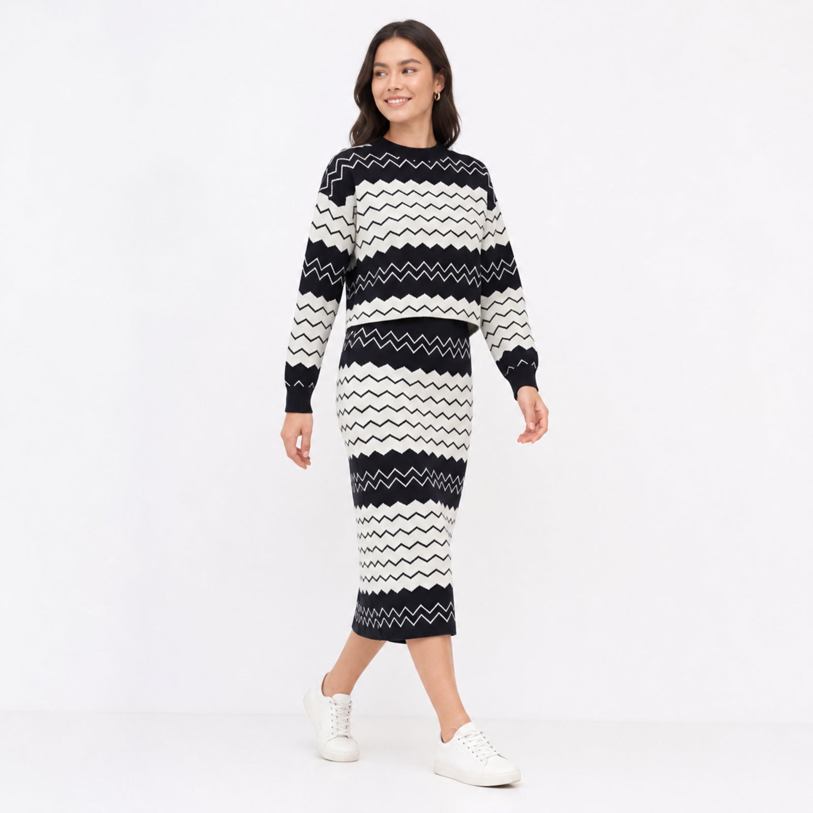 Monochrome Zigzag Co-ord Set-1
