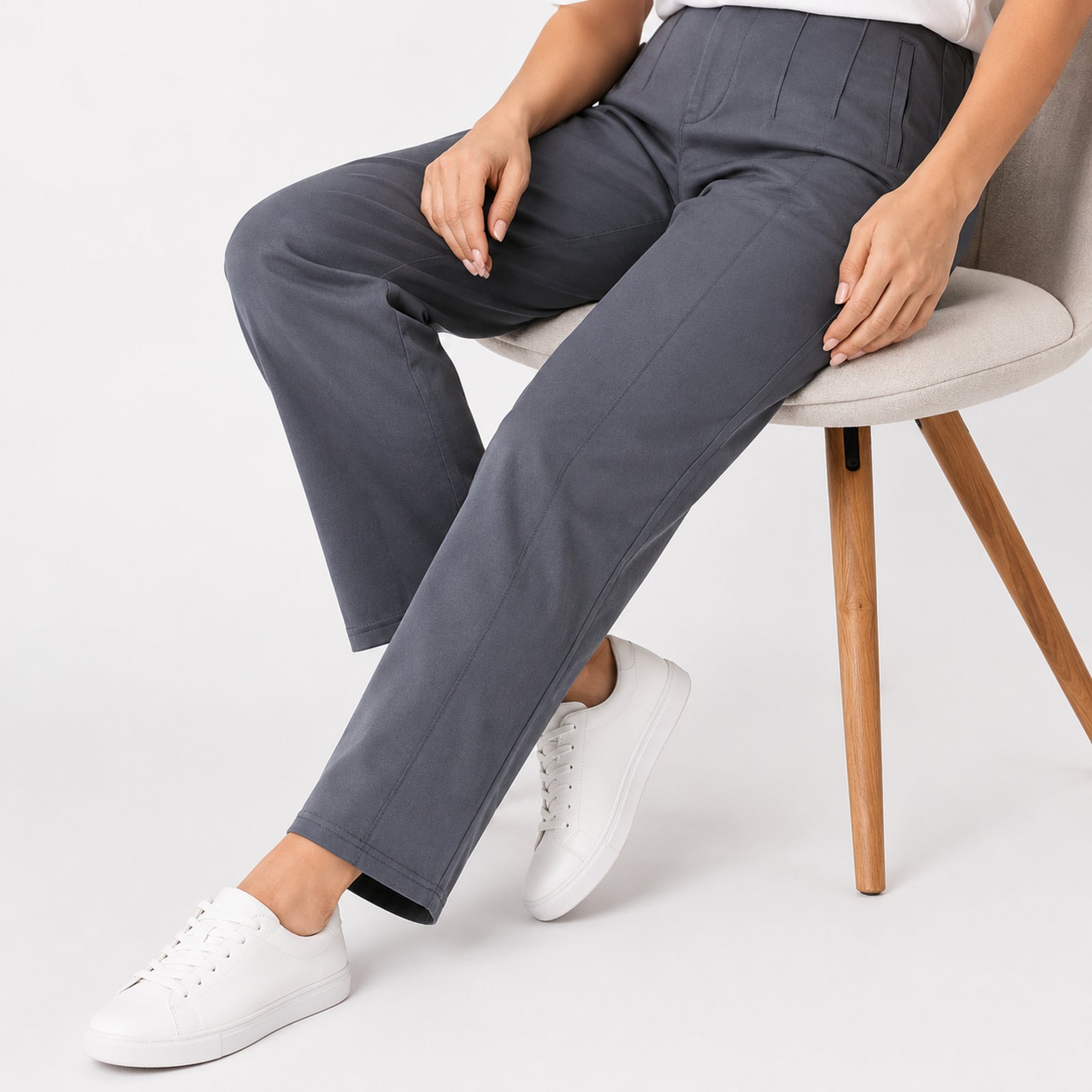 Women's Sleek Comfort-Fit Blue Formal Trousers-4