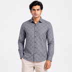 Men's Dark Grey Abstract Geometric Printed Casual Shirt-2