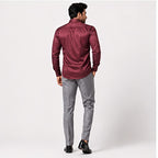 Men's Regal Maroon Satin Evening Shirt-4