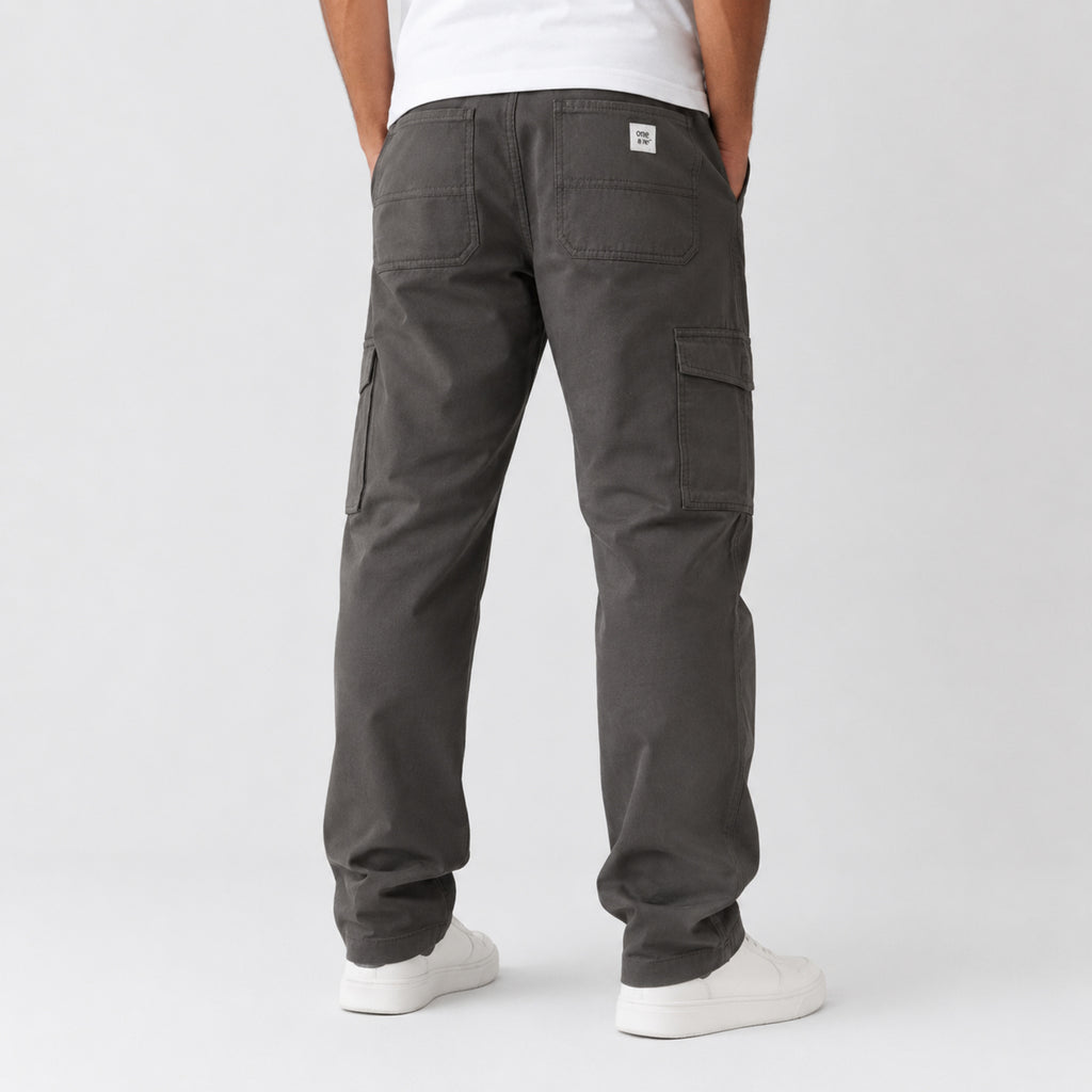 Men's Dark Grey Utility Cargo Straight Fit Pants-2