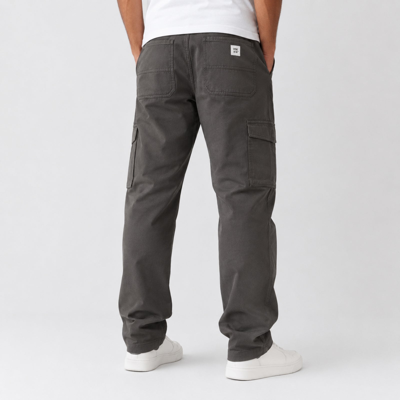 Men's Dark Grey Utility Cargo Straight Fit Pants-2