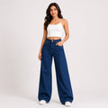 Women's Dark Blue High Waist Wide Leg Jeans | Trendy Relaxed Fit Denim Pants for Casual Streetwear Style-1