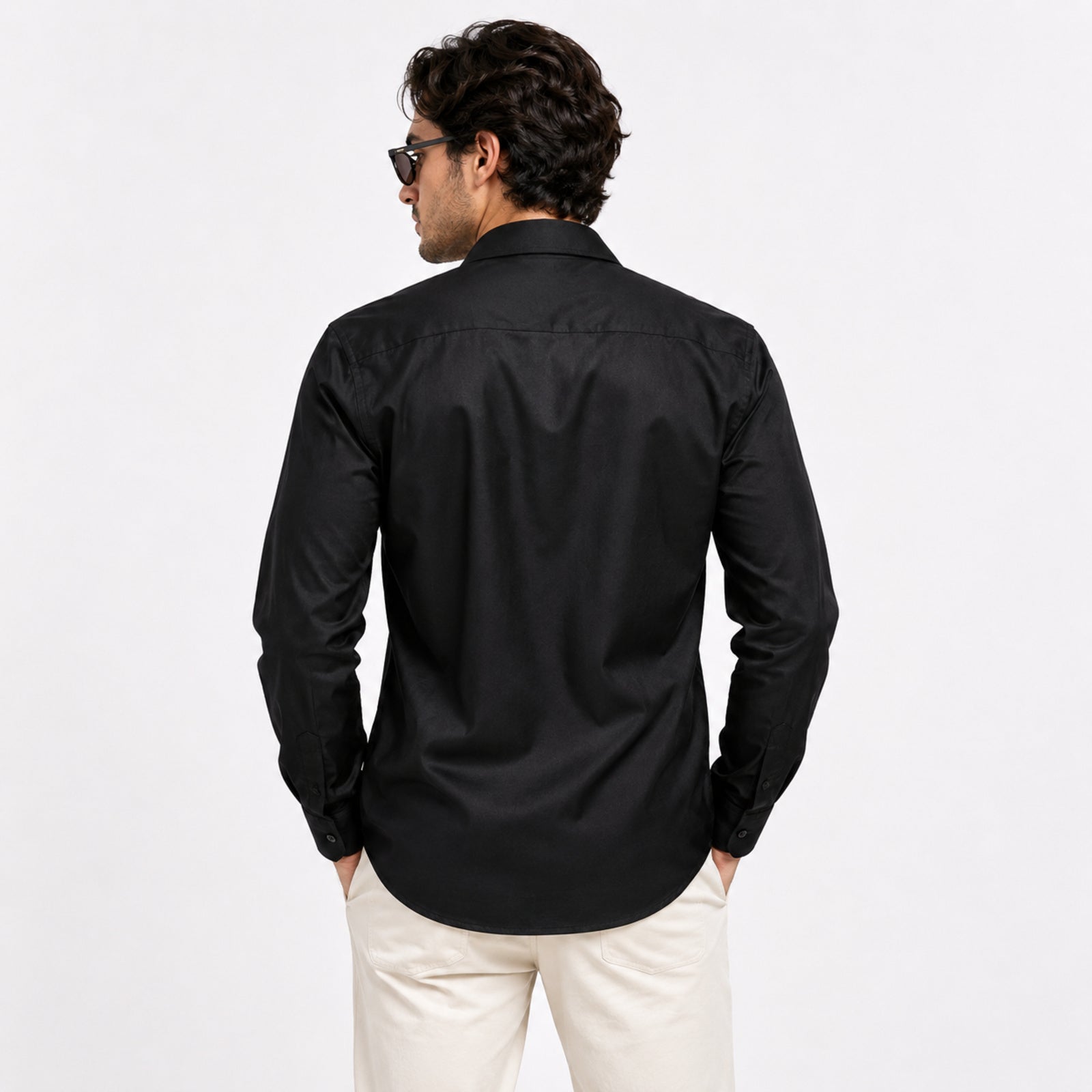Men's Black Solid Full Sleeve Formal Shirt-4