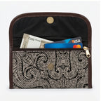 Women's Black Paisley Print Long Wallet | Elegant Ladies Clutch Wallet with Snap Button Closure-3