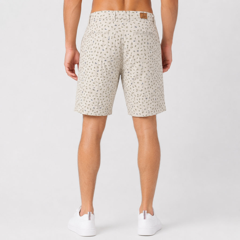 Men's White Printed Casual Summer Shorts-3