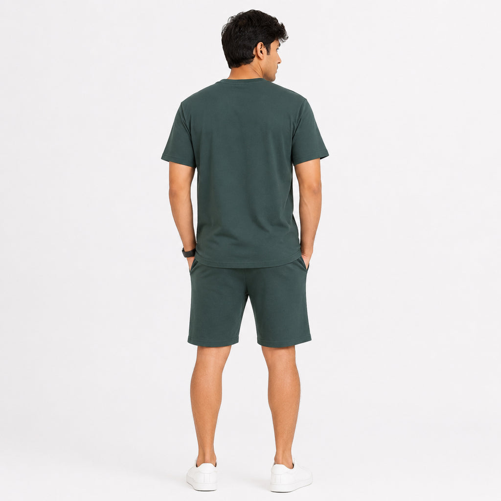 Men's Dark Green Graphic Printed Co-Ord Set-1