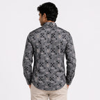 Men's Urban Pixel Grid Printed Grey Casual Shirt-4