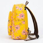 Women's Yellow Floral Printed Quilted Backpack-2