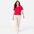 Women's Red Round Neck Half Sleeve Solid T-Shirt | Soft Casual Everyday Tee-1