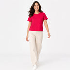Women's Red Round Neck Half Sleeve Solid T-Shirt | Soft Casual Everyday Tee-1