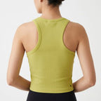 Women's Parrot Green Ribbed Crop Tank Top-2