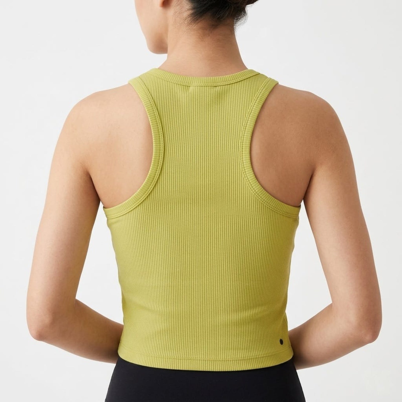 Women's Parrot Green Ribbed Crop Tank Top-2
