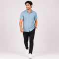 Men's Sky Blue Casual Half Sleeve Shirt-4