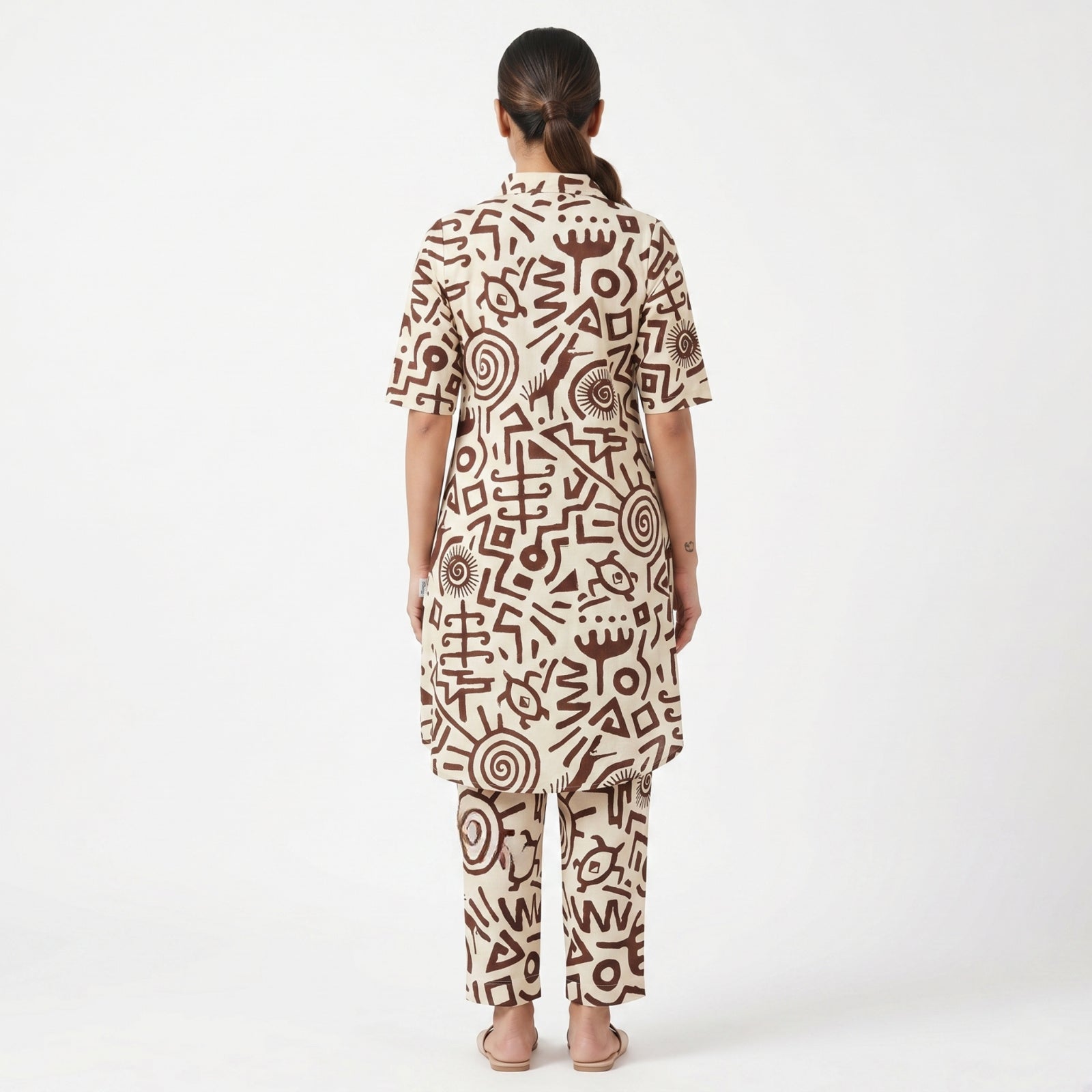 Women's Cream Abstract Printed Co-Ord Set-4