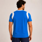 Men's Blue Graphic Print Crew Neck T-Shirt-4