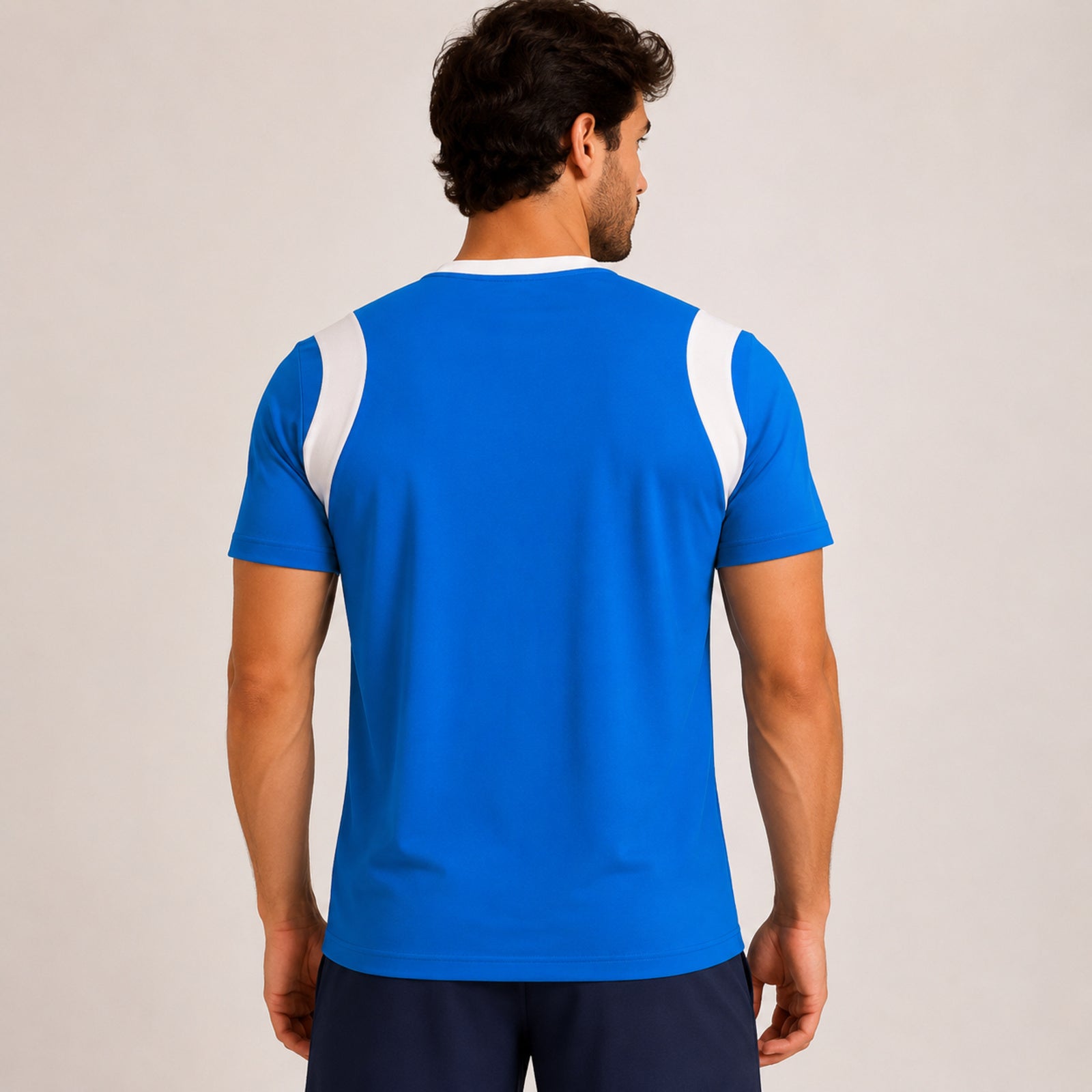 Men's Blue Graphic Print Crew Neck T-Shirt-4