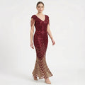Ruby Glam Fringe Sequin Evening Gown-1