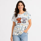 Women's Off White Teddy Bear Graphic Printed T-Shirt | Casual Everyday Cotton Tee-2