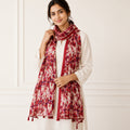 Women's Floral Print Tassel Scarf-1