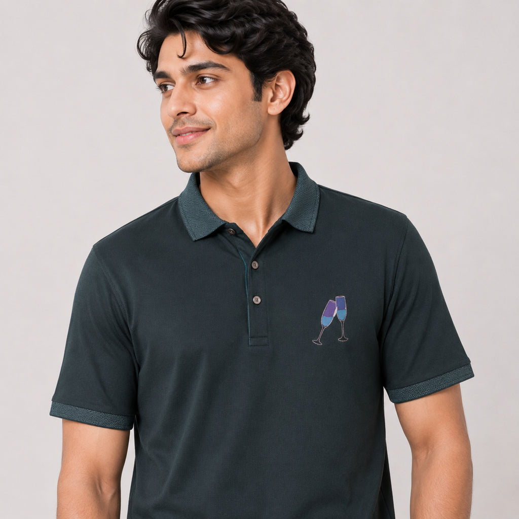 Men's Midnight Toast Embroidered Polo T-Shirt-2
