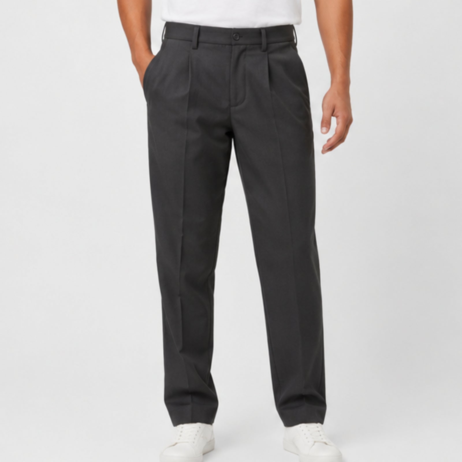 Men's Classic Brown Formal Straight Fit Trousers-2