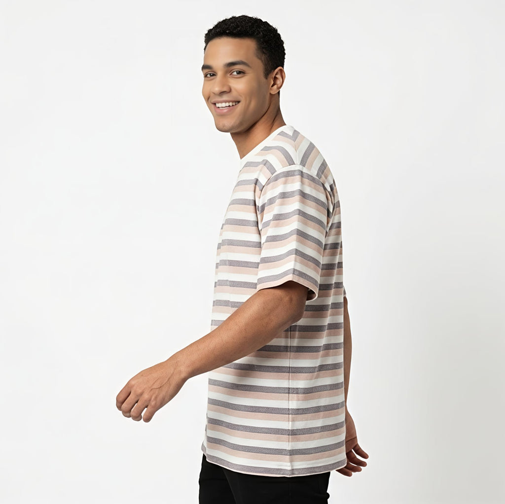 Men's Relaxed Fit Multi-Stripe Oversized T-Shirt-1
