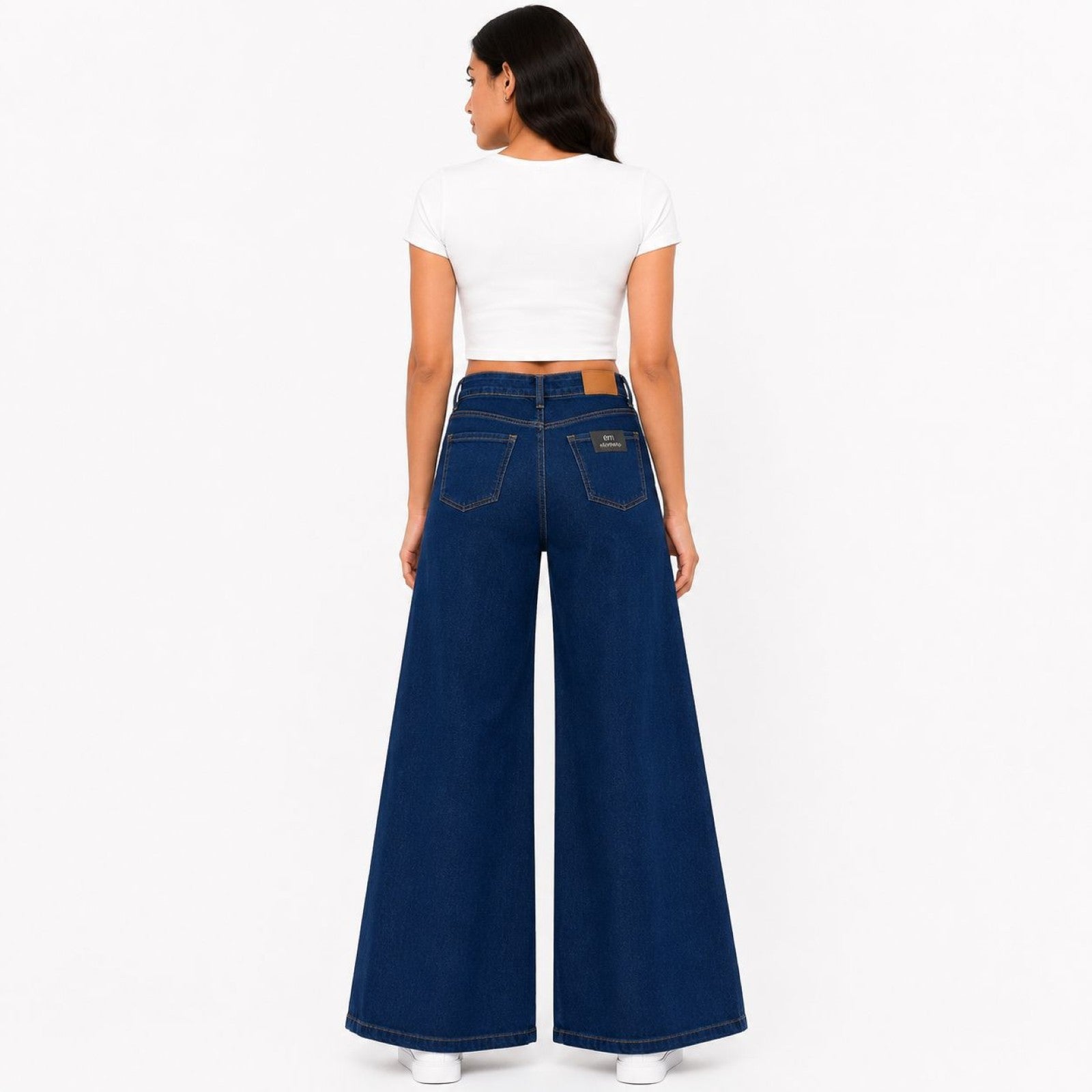 Women's Dark Wash Wide Leg High-Rise Jeans | Premium Everyday Denim Pants-4