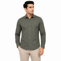Men's Olive Green Rib-Textured Smart Fit Shirt | Modern Full Sleeve Everyday Shirt-1