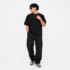 Men's Charcoal Minimal Print Oversized T-Shirt-4