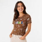 Women's Brown “Peace” Graphic Printed T-Shirt-2