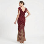 Ruby Glam Fringe Sequin Evening Gown-4