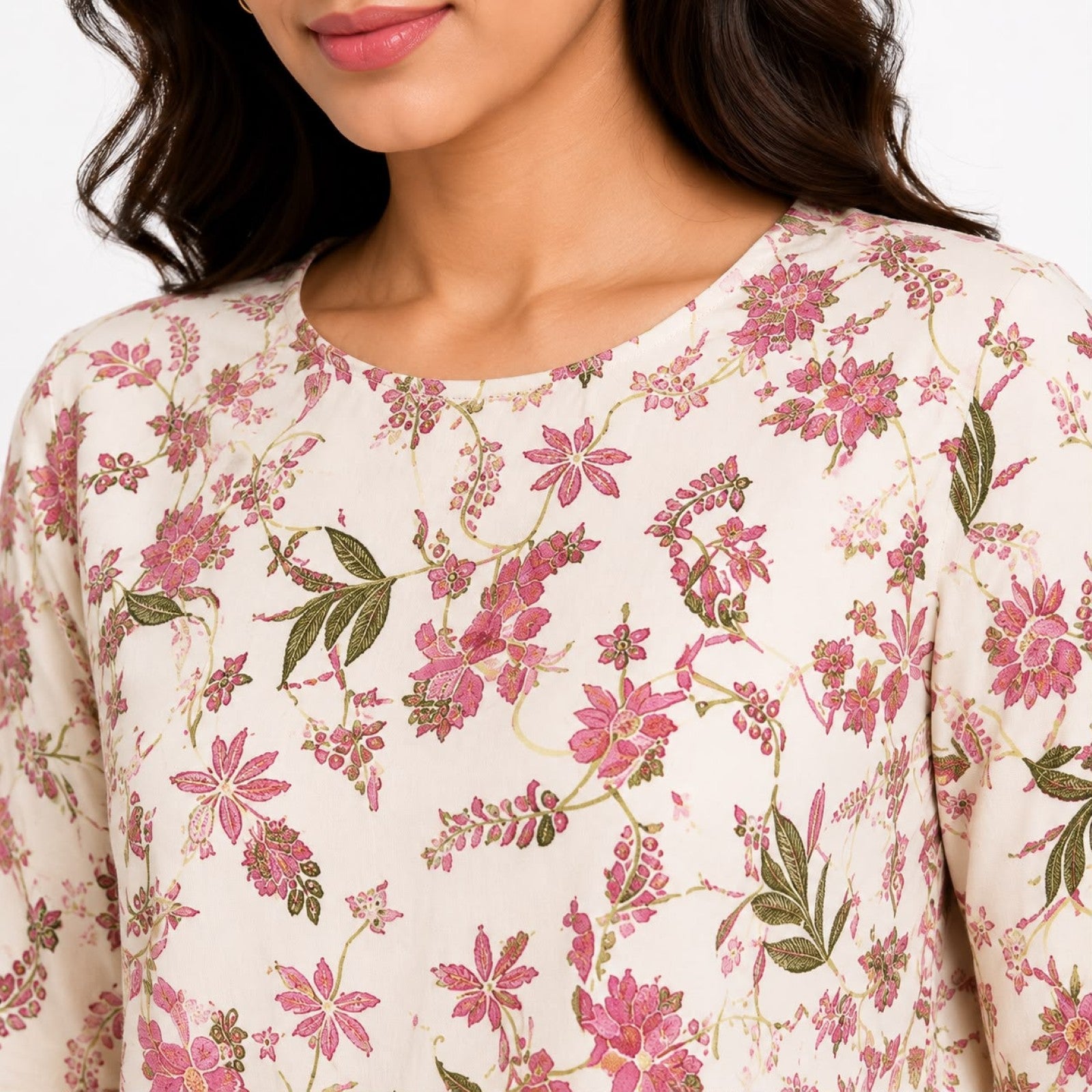 Women's Vintage Blossom Cream Floral Top-3
