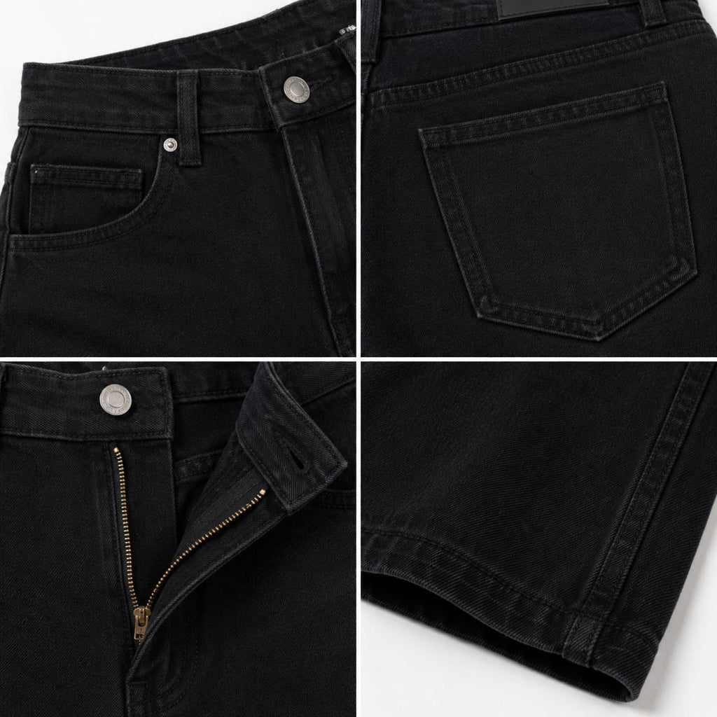 Women's Black Ultra Wide Leg Jeans | High-Rise Premium Denim-4