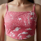 Women's Light Pink Printed Crop Camisole Top-4