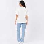 Women's White Oversized Graphic Printed Casual T-Shirt | Round Neck Relaxed Fit Tee-4