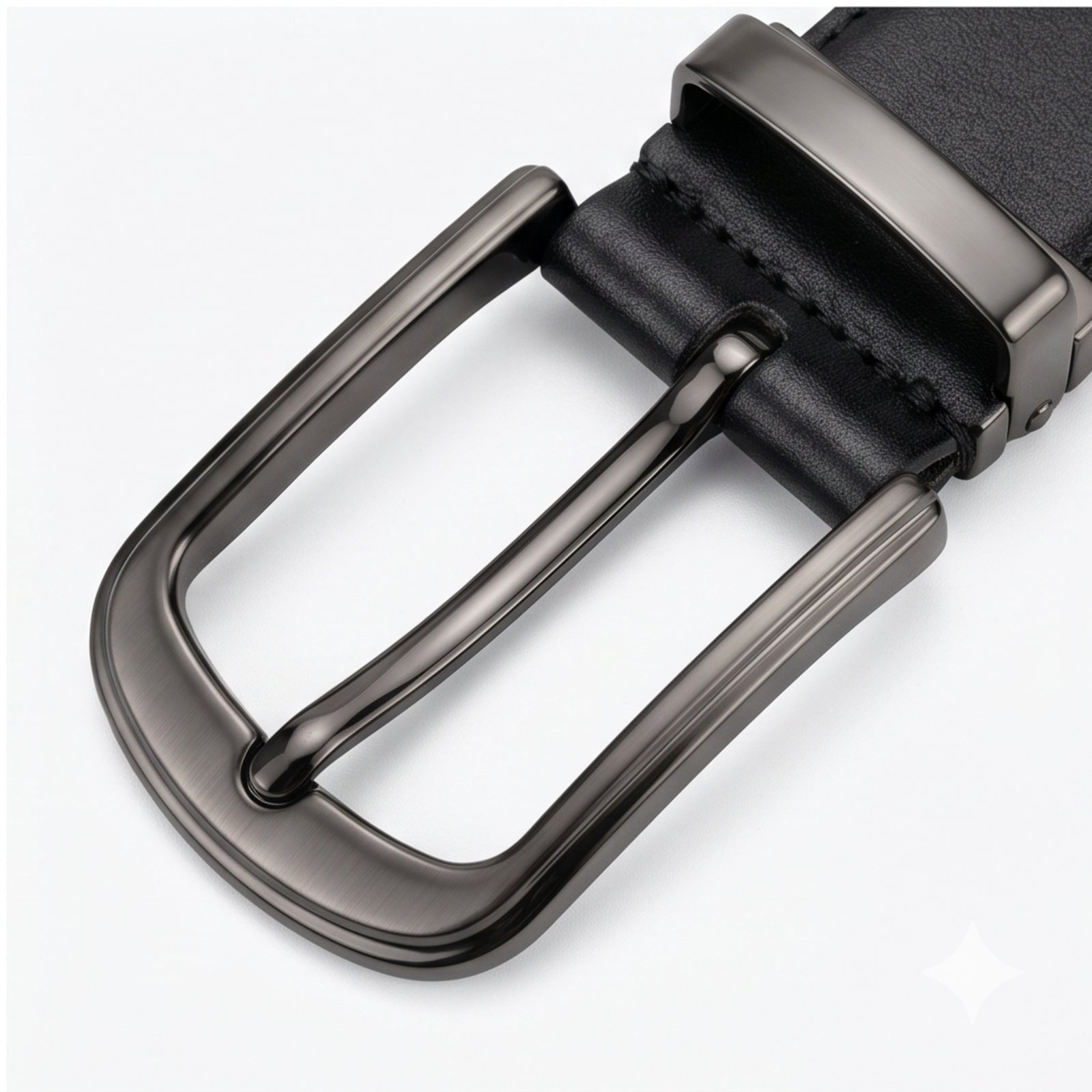 Women’s Elegant Skinny Black Genuine Leather Belt with Polished Gold-Tone Buckle-2