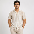 Men's Mustard Checked Half Sleeve Casual Shirt-4