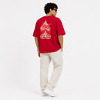 Men's Maroon Dragon Graphic Oversized T-Shirt-2