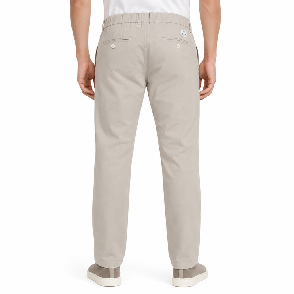 Men's Beige Slim Fit Casual Trousers-4
