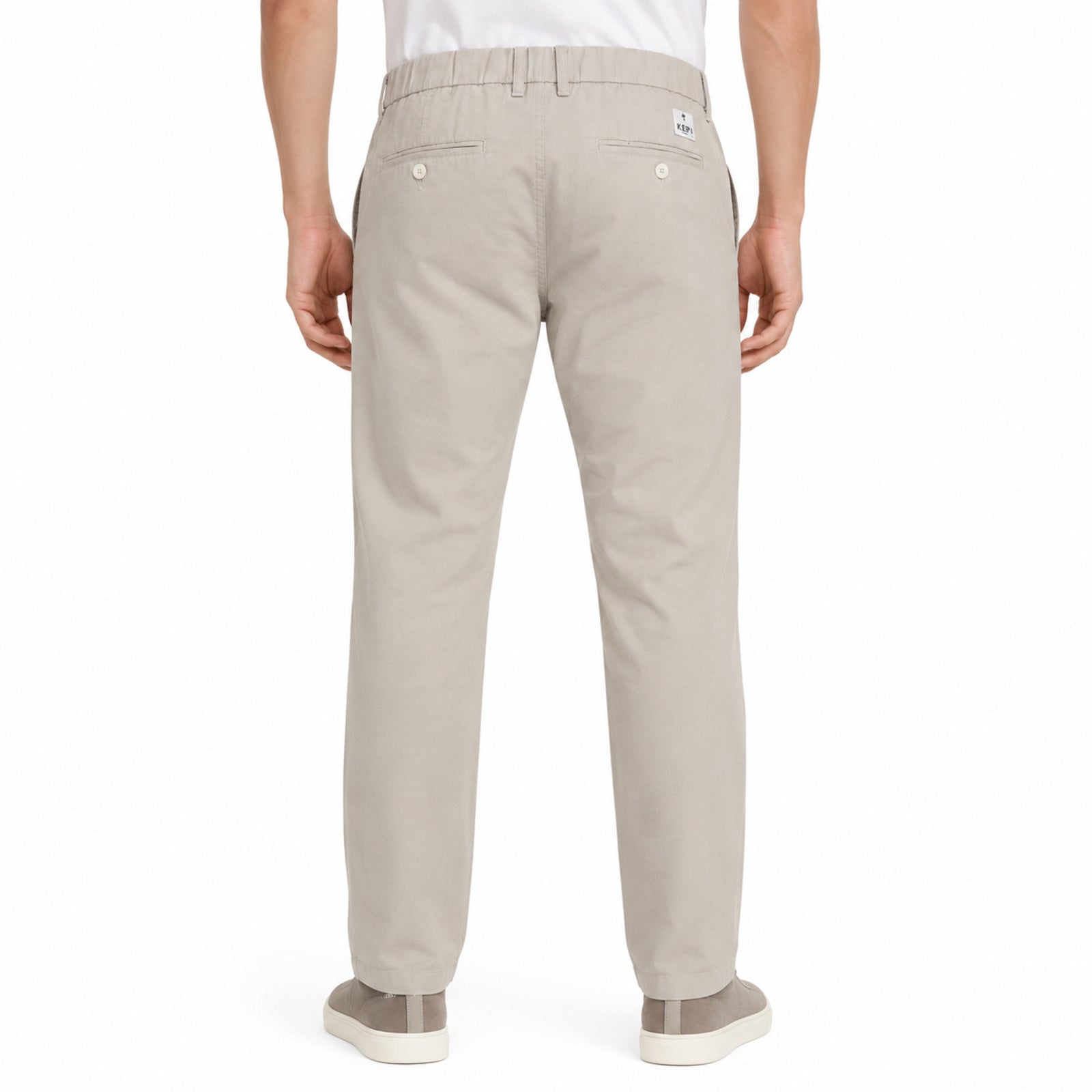 Men's Beige Slim Fit Casual Trousers-4