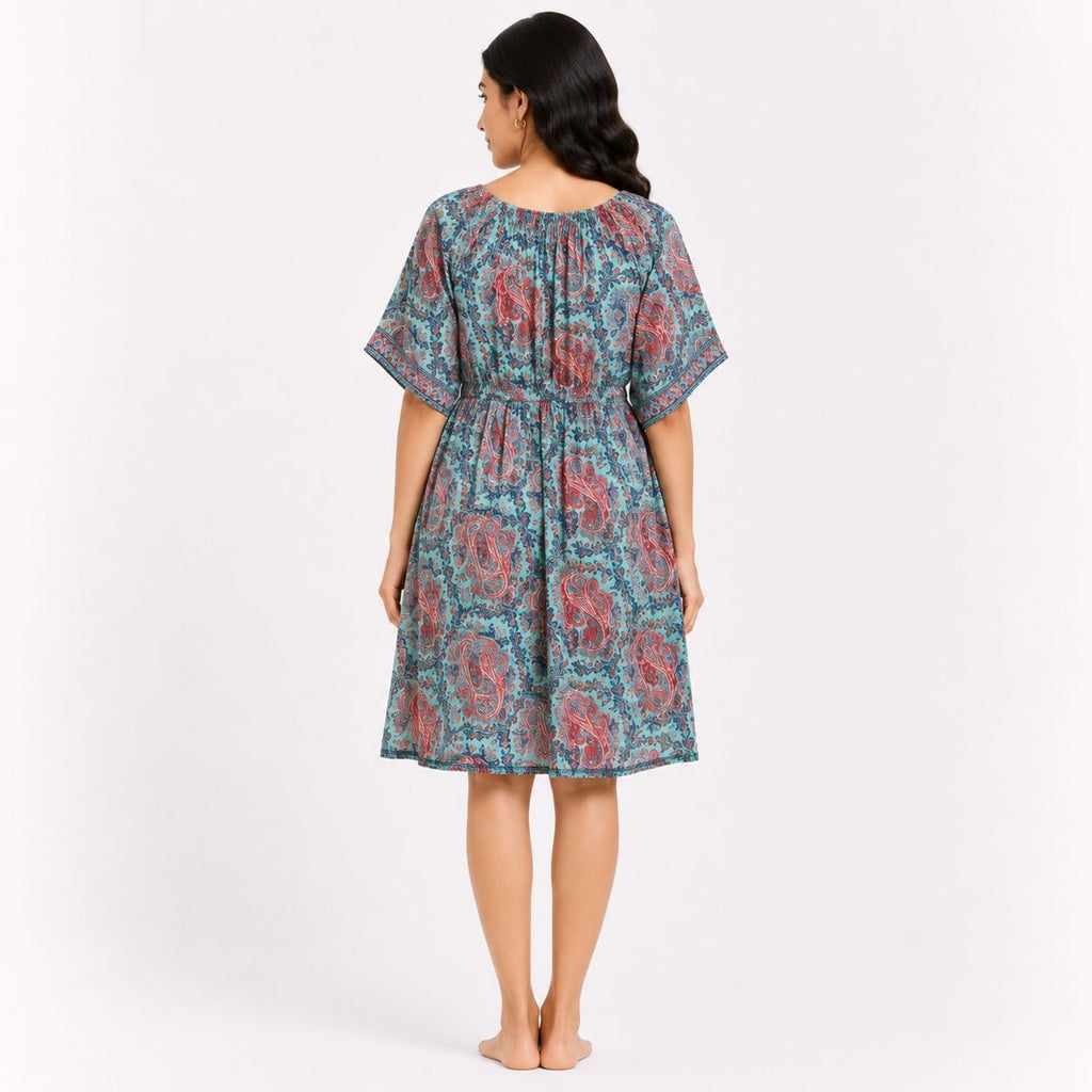 Women's Paisley Print Midi Dress-4